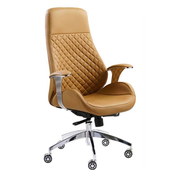 – Steel Base with nylon castors. – Medium size gaslift for seat height adjustment. – Moulded seat and back with black PU Upholstery. – Multiple Locking Push Back Synchro Mechanism. – PU pad on Steel armrest. – Floral High Back Swivel chair for easier to rotate.